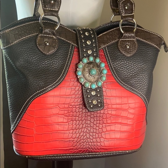 Country style red shoulder bag - Picture 3 of 14